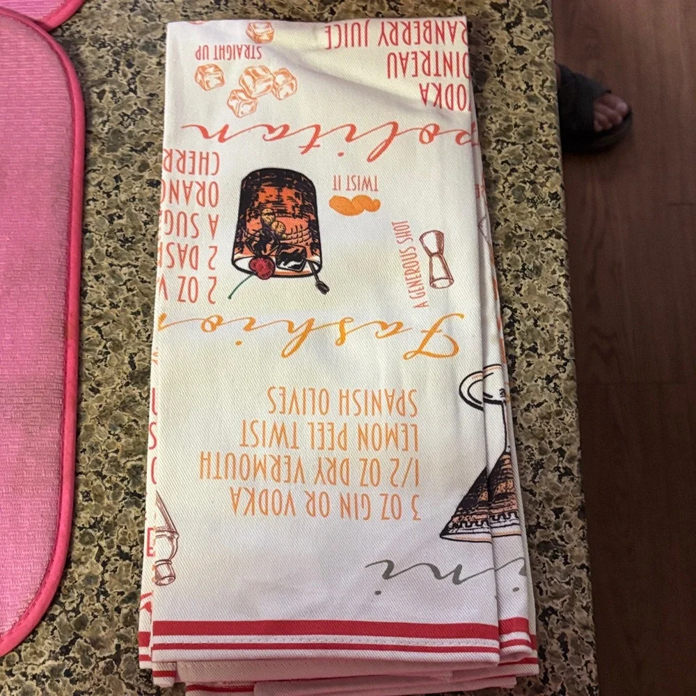 Williams Sonoma Cocktail Design Towels - Red and Orange